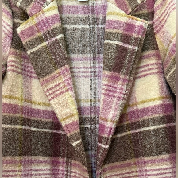 RACHEL ZOE Pink and Tan Plaid Open Front Coat with Pockets Size XS - Picture 9 of 11